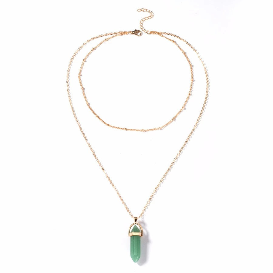 Crystal Hexagonal Column Double-Layer Necklace