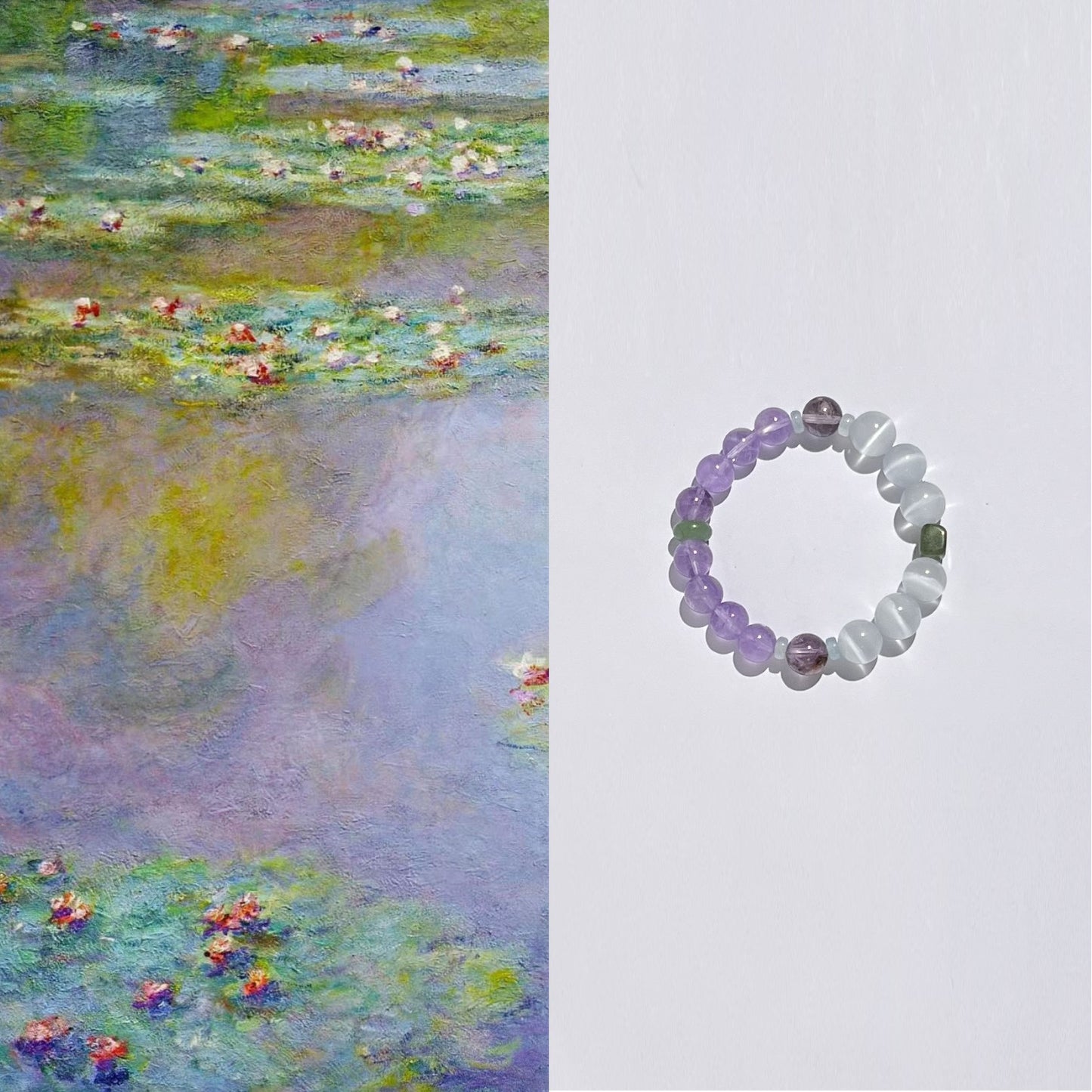 Violet Luna - Amethyst & White Cat's Eye Bracelet