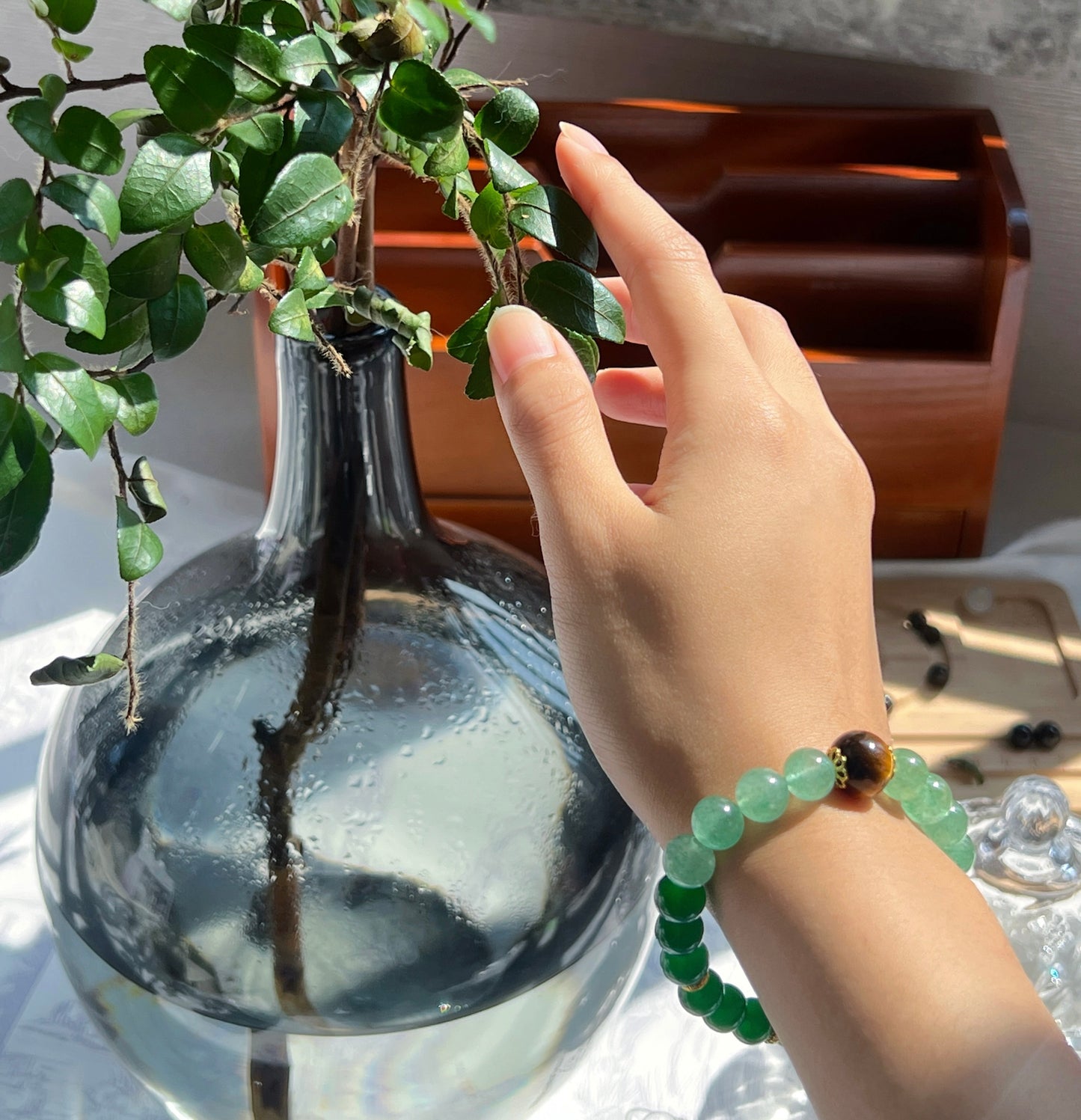 Green Tiles - Green Strawberry Quartz & Chrysoprase Bracelet