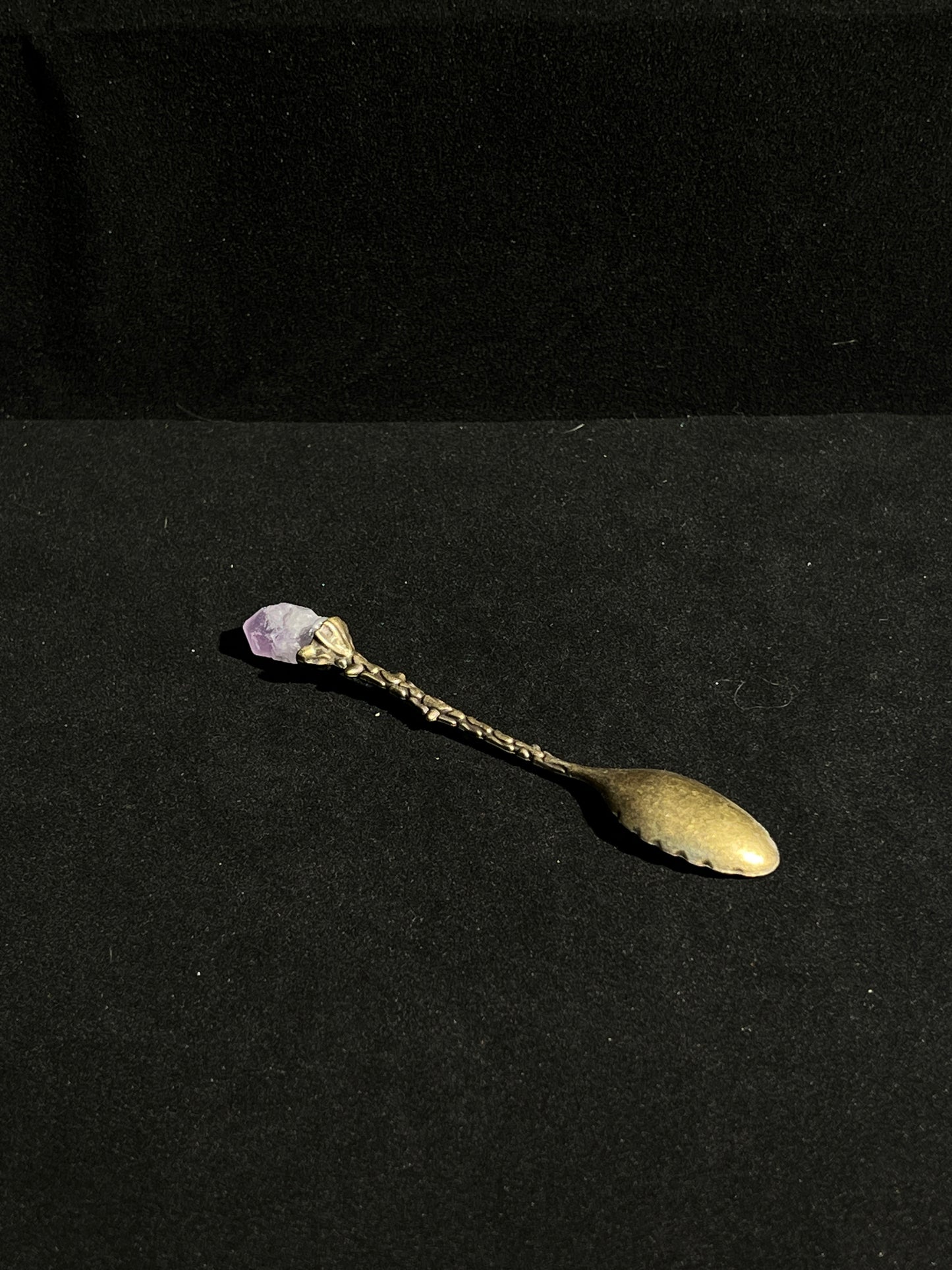 Raw Amethyst European Vintage Carved Spoon