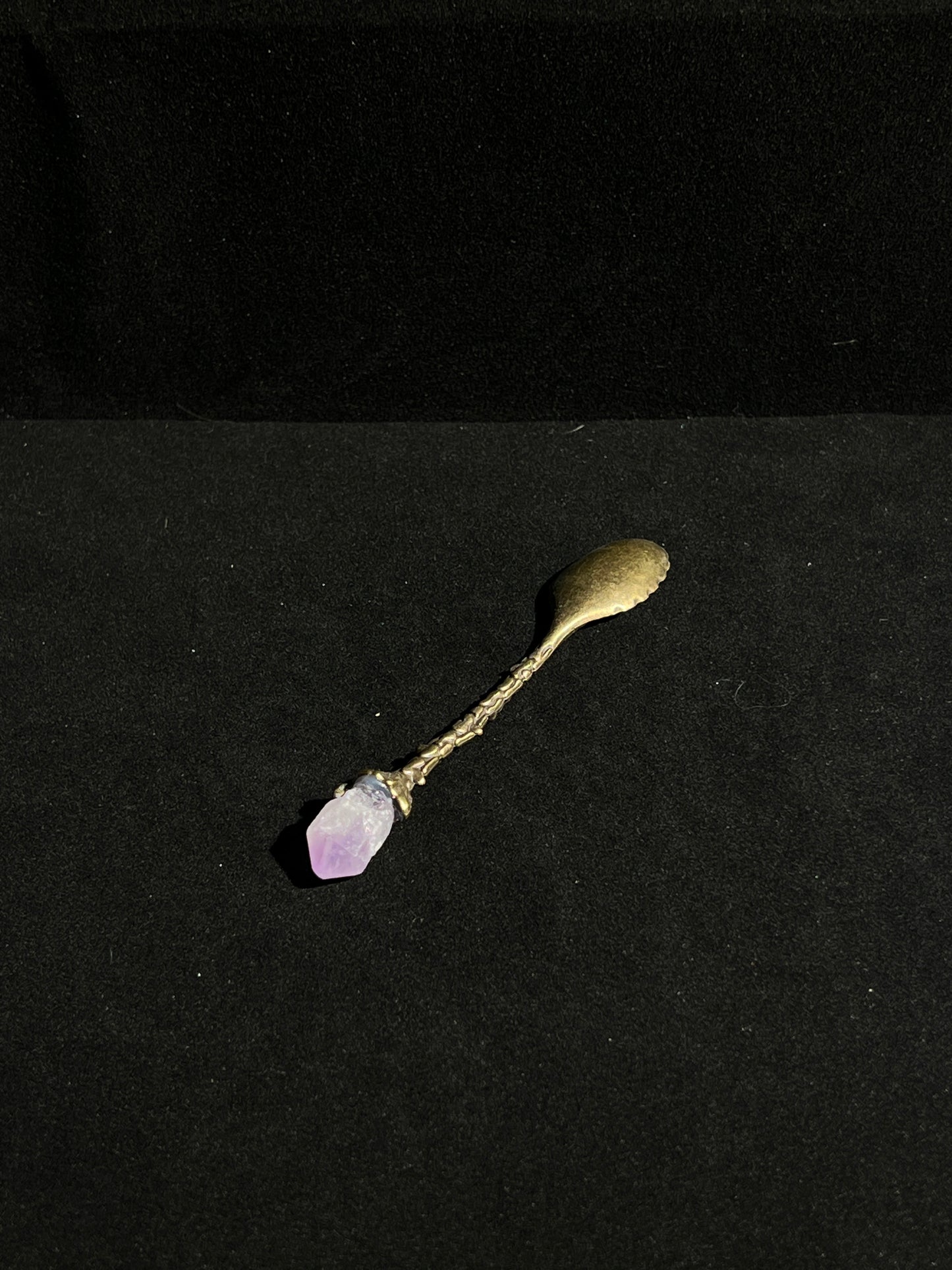 Raw Amethyst European Vintage Carved Spoon