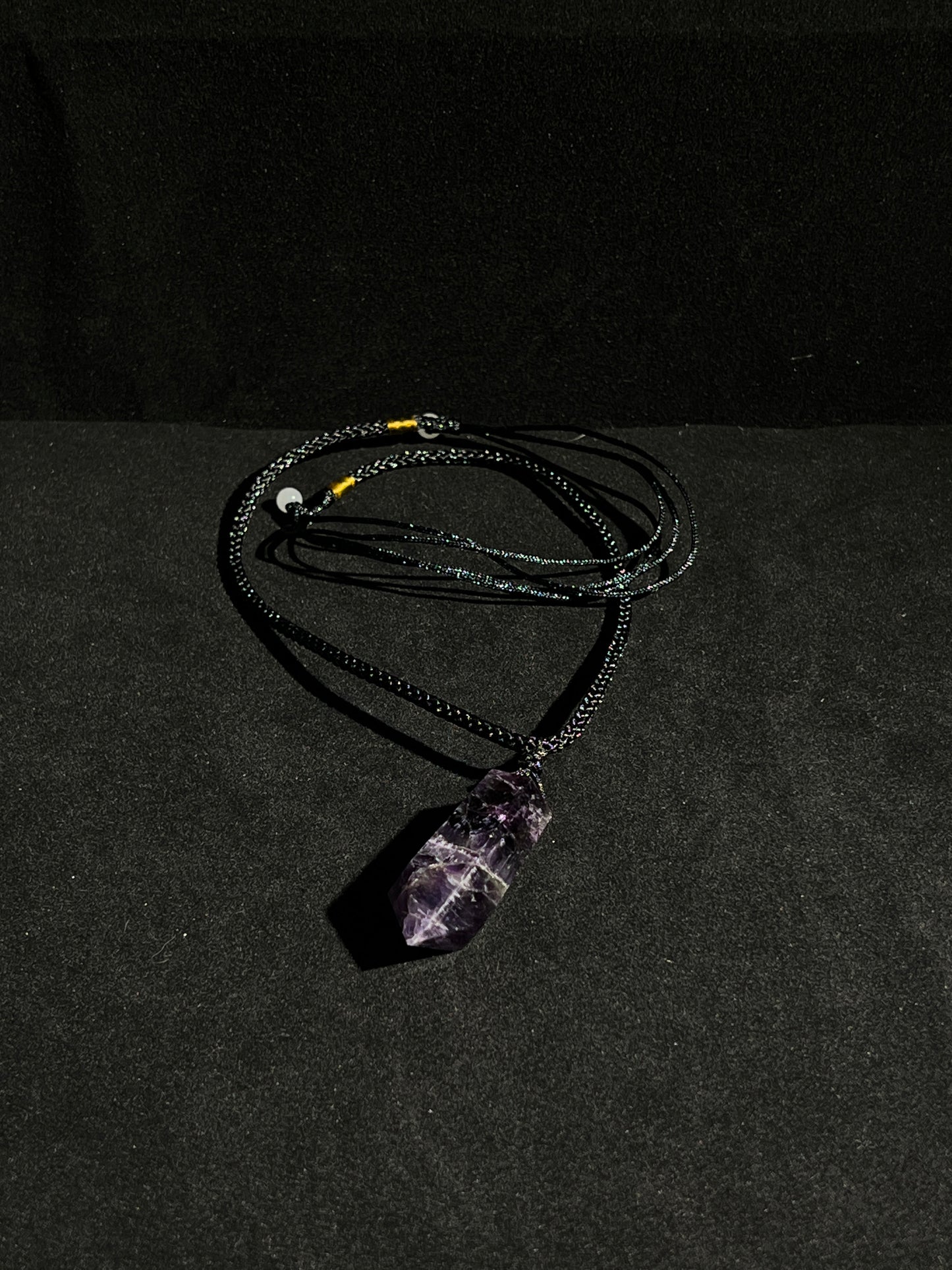 Amethyst Double Pointed Hexagonal Pendant Necklace