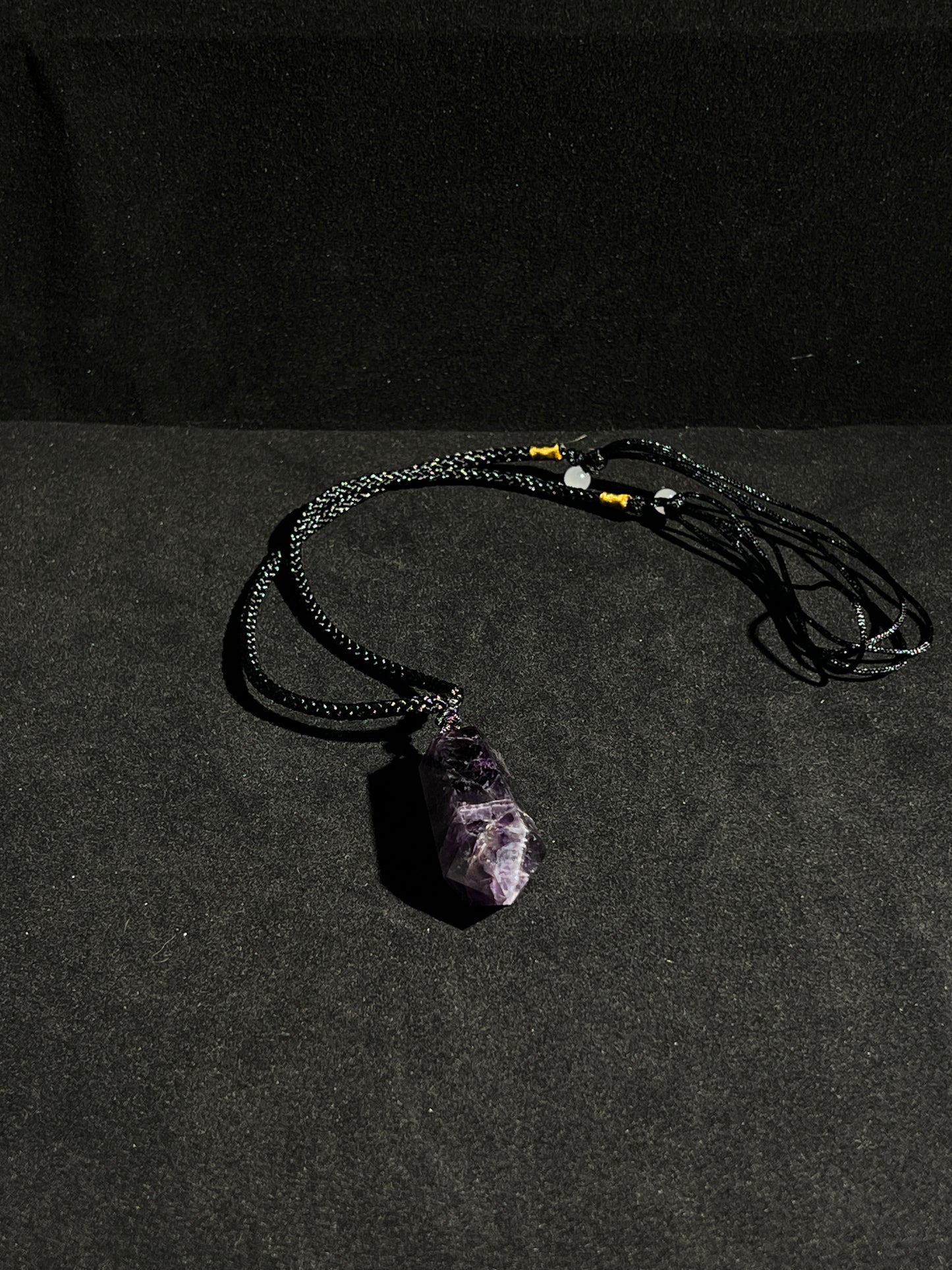 Amethyst Double Pointed Hexagonal Pendant Necklace