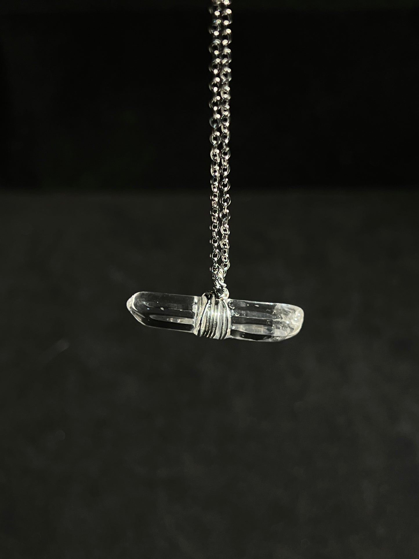 Wire-Wrapped Irregular Crystal Raw Stone Pendant