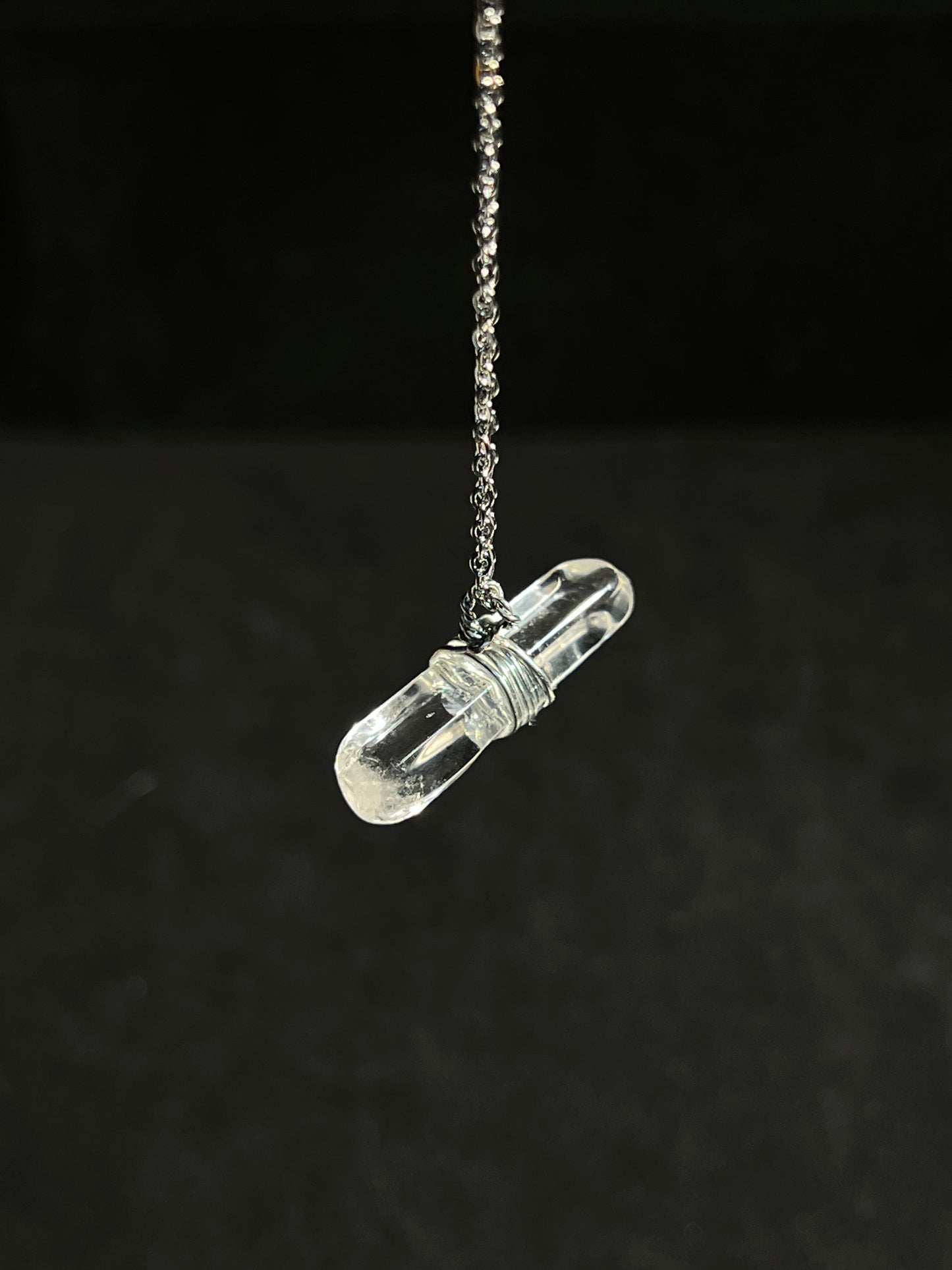 Wire-Wrapped Irregular Crystal Raw Stone Pendant