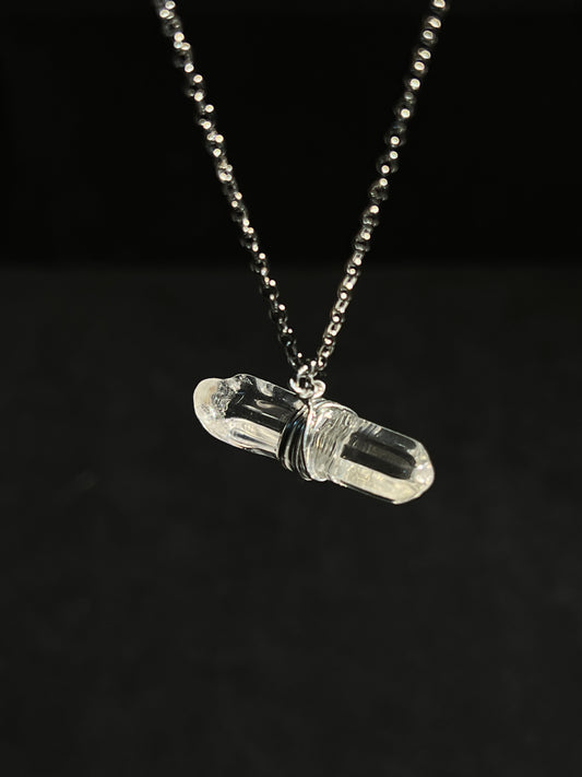 Wire-Wrapped Irregular Crystal Raw Stone Pendant