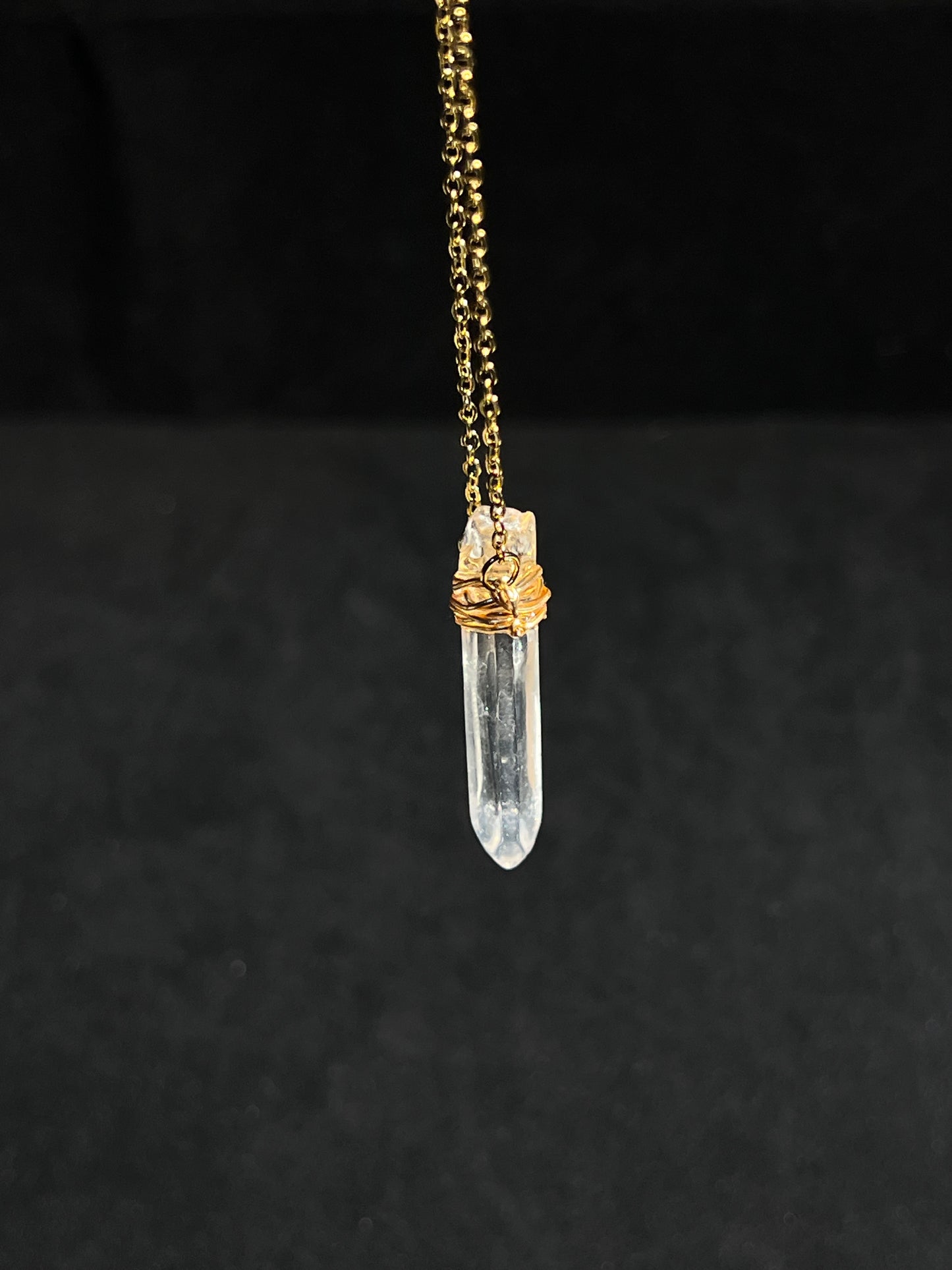 Wire-Wrapped Irregular Crystal Raw Stone Pendant