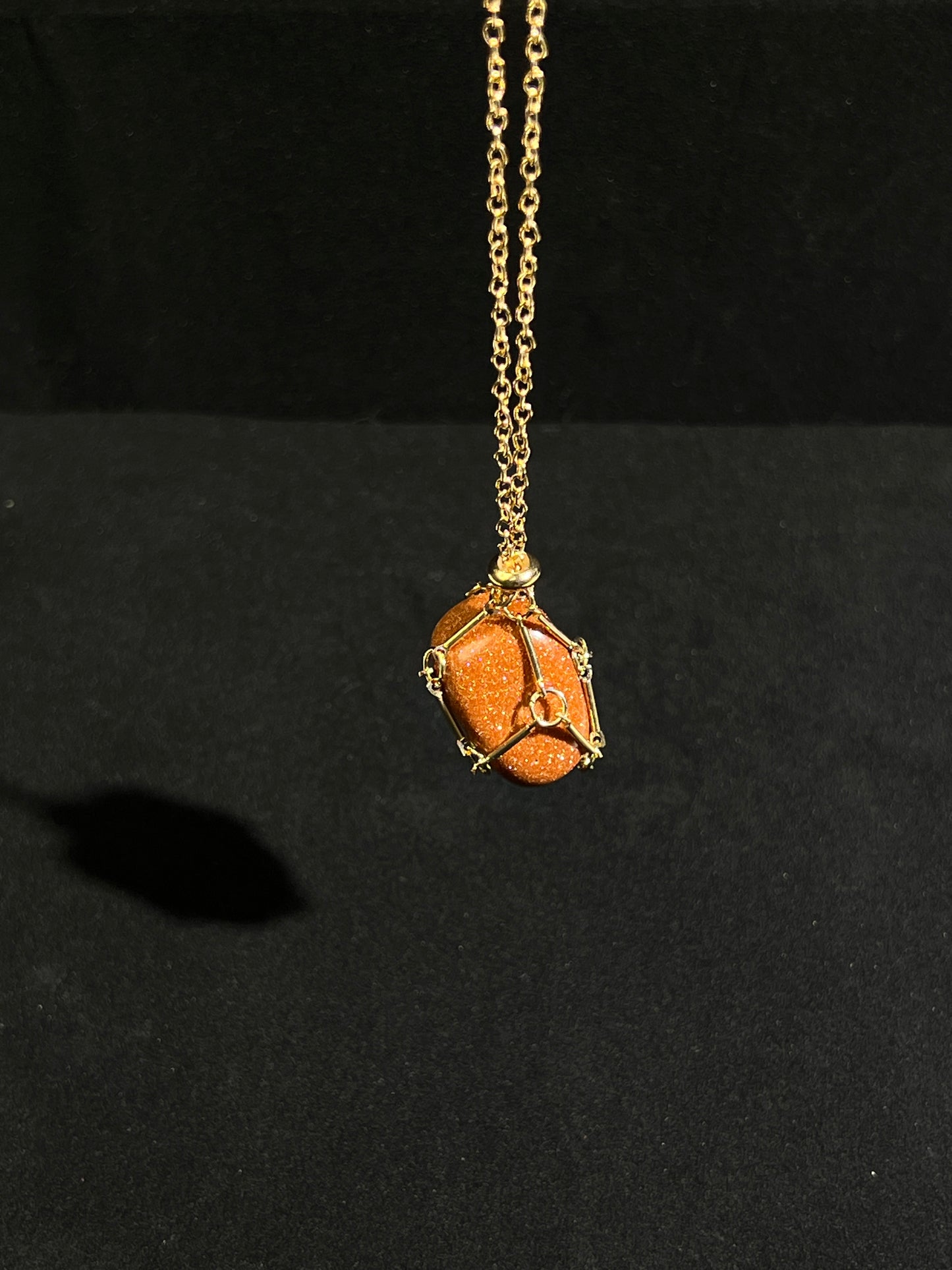 Goldstone with Metal Net Necklace