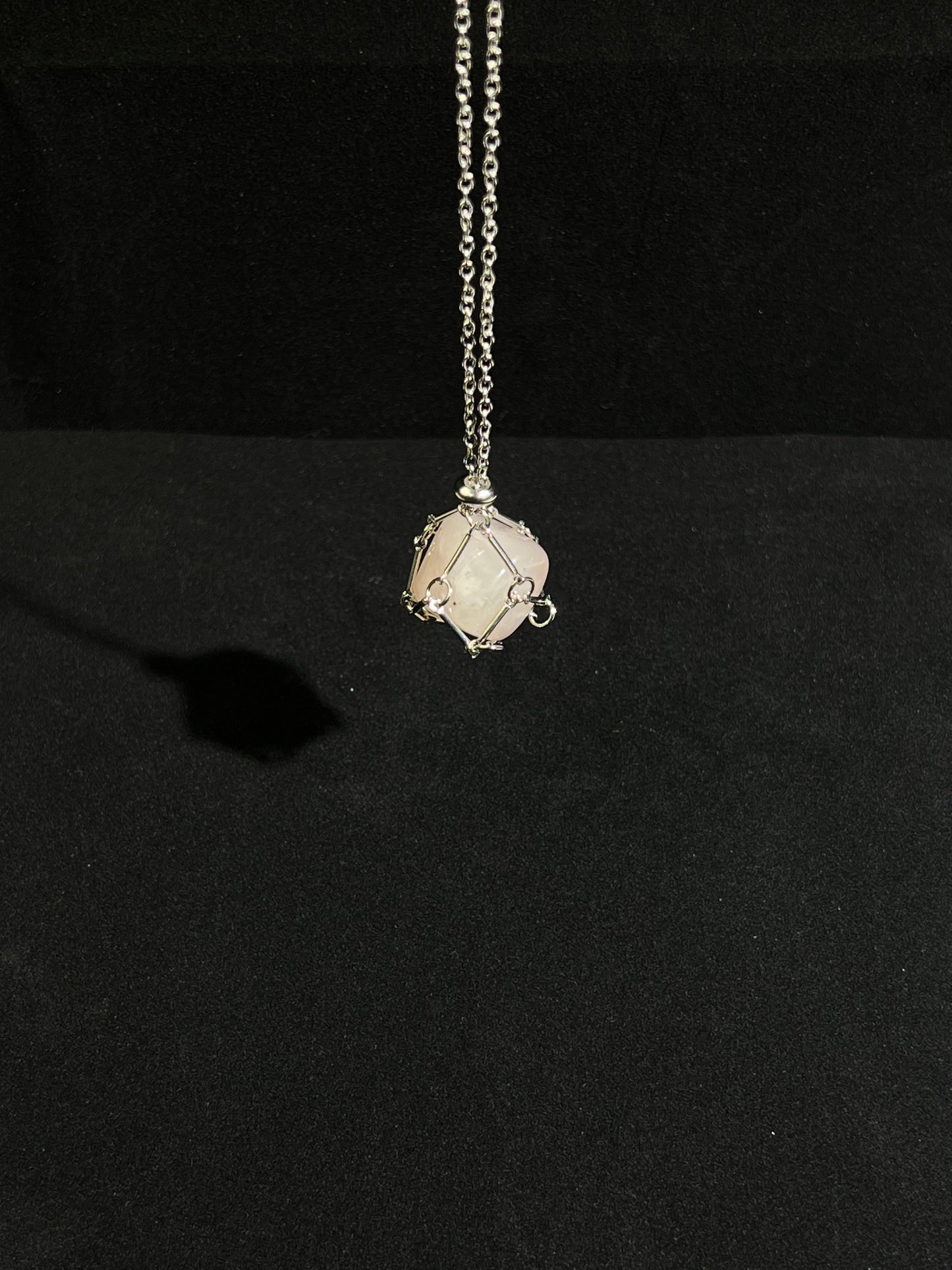 Clear Quartz with Metal Net Necklace