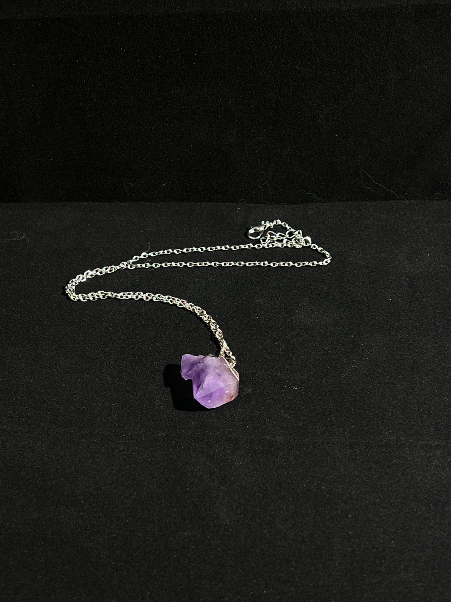 Silver-Plated Raw Amethyst Necklace