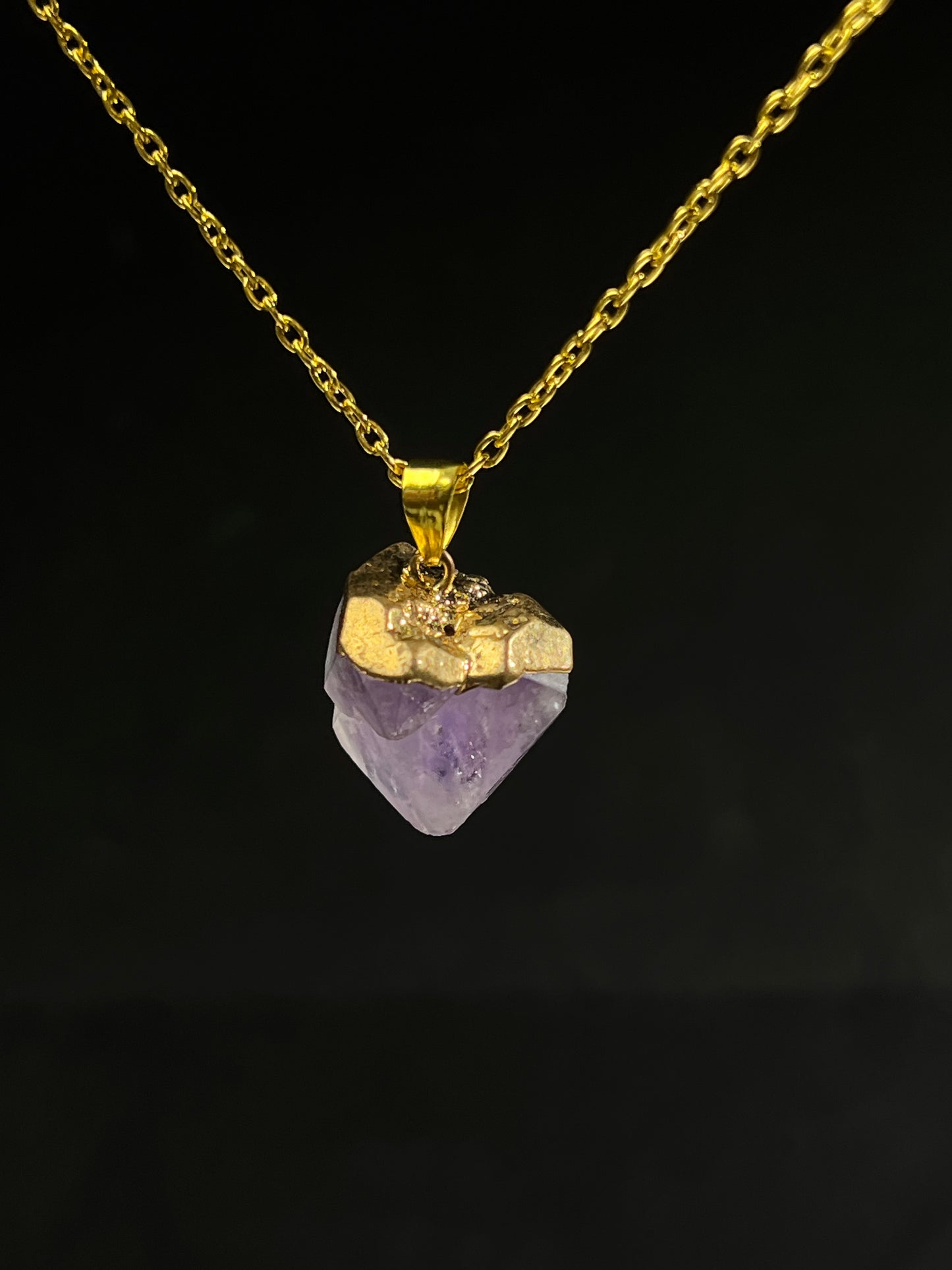 Gold-Plated Raw Amethyst Necklace