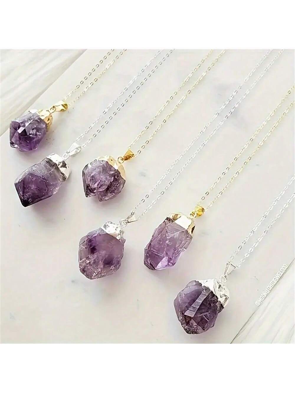 Gold-Plated Raw Amethyst Necklace