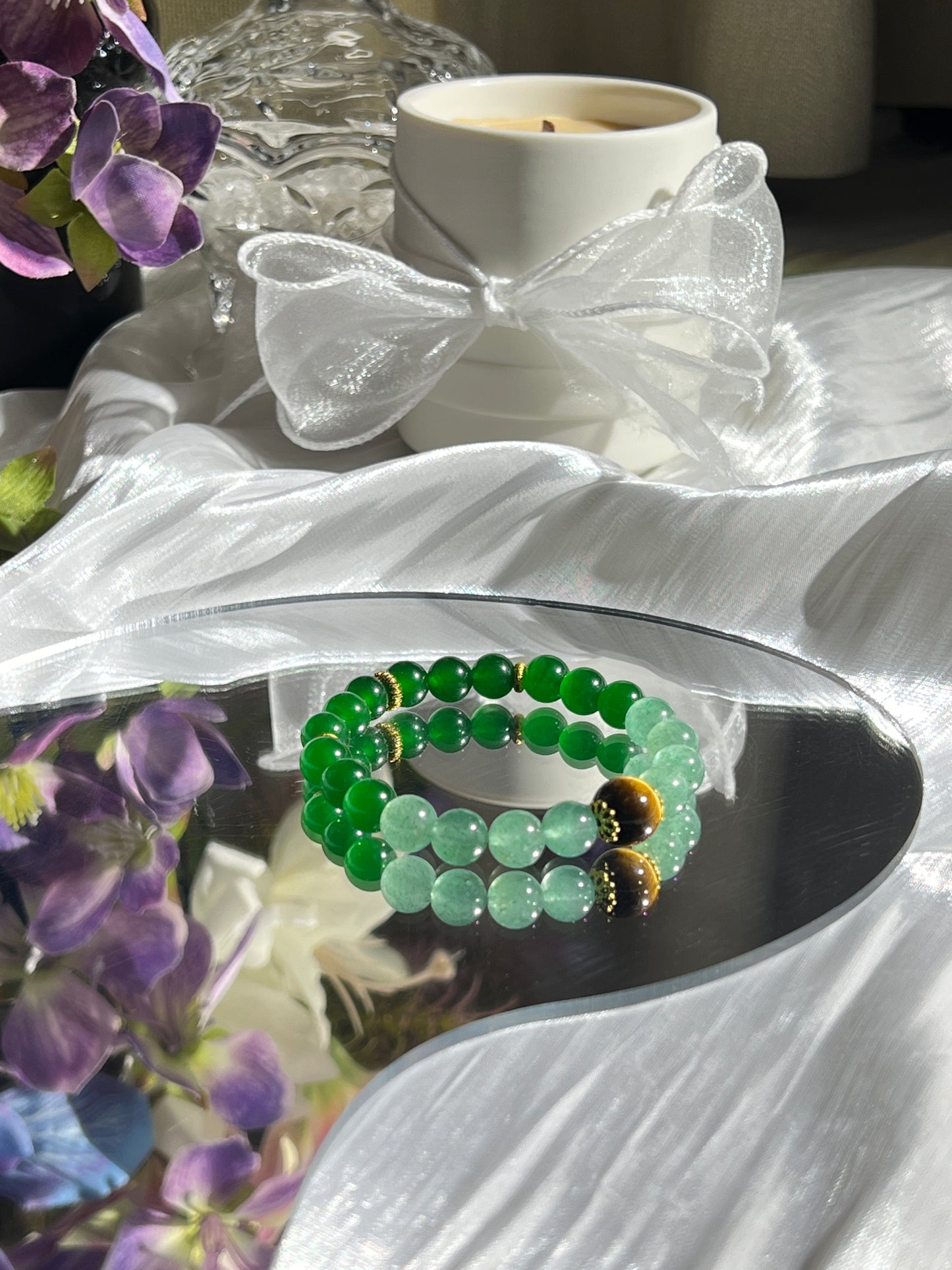 Green Tiles - Green Strawberry Quartz & Chrysoprase Bracelet